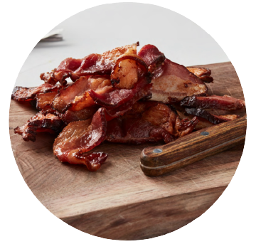 Cooked bacon ends and pieces