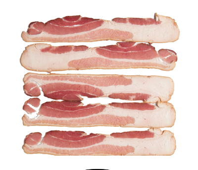 Slices of raw bacon