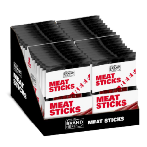 Shelf-ready packaging of meat sticks