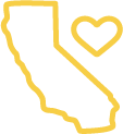 Outline of California with a heart