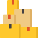 Icon with various sized shipping boxes